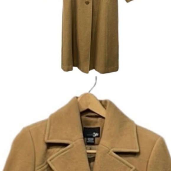 East 5th Womens Long Length Camel Colored Wool Coat sz L - Picture 3 of 9